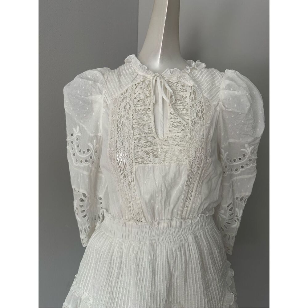 LoveShackFancy White Eyelet Lace Mini Dress - Picture 5 of 10